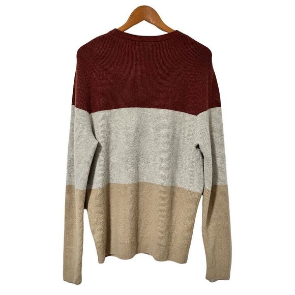 NORDSTROM Wool Alpaca Blend Colorblock Knit Sweater Size L Orange Striped Men’s - Picture 2 of 6